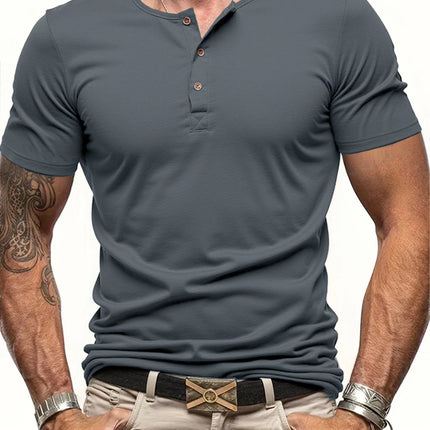 Mens Long Sleeve Henley V-neck Lightweight Short sleeves Casual Cotton Slim Fit Basic Loose Fitness Sports Breathable Tops