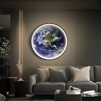 Modern LED Moon Wall Light, Round Dimmable Wall Mounted Lamp for Bedroom Bedside Living Room Decorative Lighting