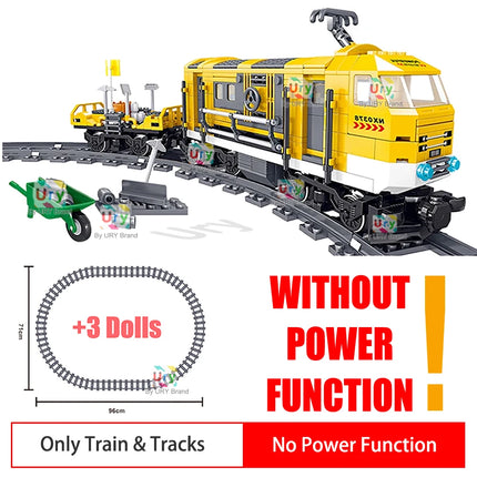 Technical Electric Train Sets City Cargo Steam Railway Engineering Tracks Motor RC Car Building Blocks Toys for Gifts
