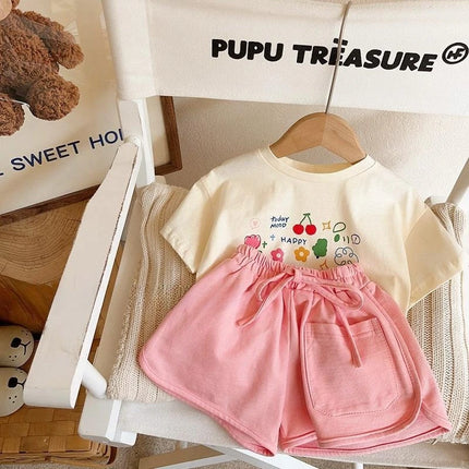 Summer Trendy Children Boy Girl Top Clothes Cute Cartoon Bear Short Sleeved T-Shirt Kids Letter Loose Tees Cotton Casual Tops