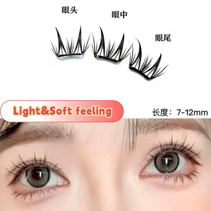 MJ Self Adhesive DIY Lashes No Glue Needed Reusable Bottom Lash  Fluffy Cluster Eyelash Korean DIY Manga Lash Extension At Home
