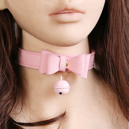 Handmade Sexy Cute Rivet Alternative metal PU Leather Collar Bell Choker Slave Costume BDSM Bondage Necklace Neckband Sex Toys