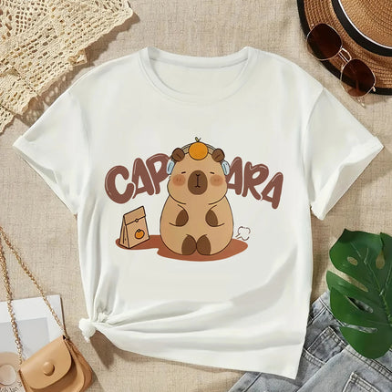 2025 Capybara T-Shirt Kids Children T-Shirt Capybara Cartoons Clothes Kid Girl Boy Capybaras T-Shirt Baby Casual Top Clothes