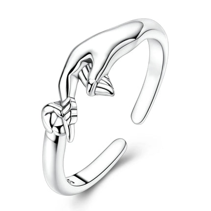 Opening Ring 925 Original Silver Adjustable Three-color Butterfly Fire Dragon Ring Fashion Jewelry Birthday Gift For Women