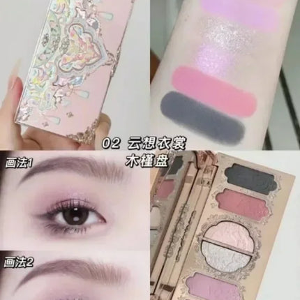 Flower Knows Butterfly Cloud Collar Collection Makeup 6Colors Eyeshadow Matte Fine Shimmer Pearl Glitter Eye Face Palette
