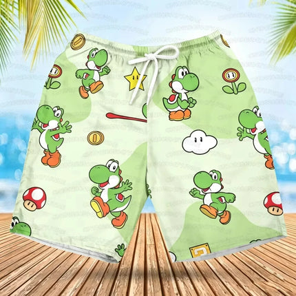 Summer Quick-Drying Beach Shorts Yoshi Mario Printed Swimming Pools Gyms and Outdoor Sport Shorts for Beach