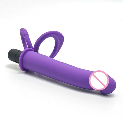 Beginner Vibrating Strap On Dildo Double Penetration Anal Plug Soft Silicone Waterproof Adult Toy for Men