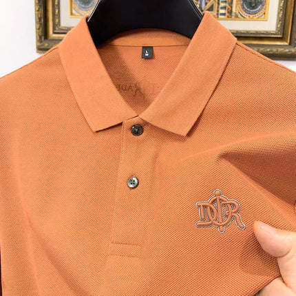 100% pure cotton high-end fashionable short sleeve summer new high-quality men's business casual polo shirt luxury brand T-shirt