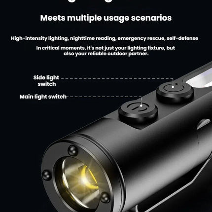 Portable Strong Light Mini LED Flashlight Magnetic Keychain Lamp Waterproof Cap Clip Lamp Type-C Charging for Hiking Camping