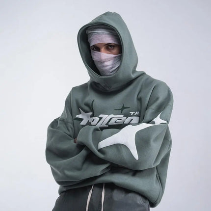 Retro Gothic Men Hoodie New American High Street TrendY2k Harajuku Men Loose and Casual Sweatshirt
