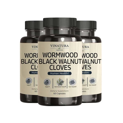 Wormwood Black Walnut Clove - Herbal Supplement for Gut Cleanse Detox and Digestive Well-Being