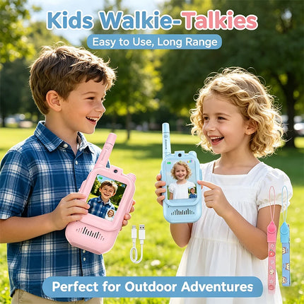 Video Walkie Talkies for Kids 2 Pack Rechargeable Intercom Walkie talkie 2 Screen One Click Call Child Video Intercom gifts