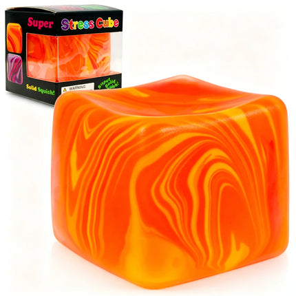 Stress Cube Squishy Gel Ball Marble Swirl Slow Rebound Soft Stretch Squeeze Fidget Sensory Decompression Anxiety Relief Toy.