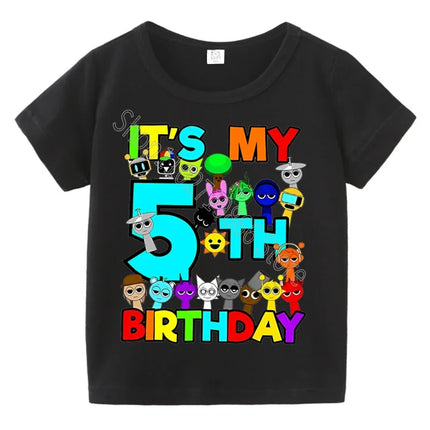 Summer Short Sleeves Sprunki Incredibox Print Children T-shirts Kids Clothes Boys Girls Cotton Tees Tops Birthday Party Gifts