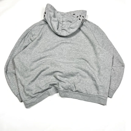 Retro Light Grey Zipper Hoodie for Men And Women Harajuku Style Gothic Chicken Eye Pattern Printed Casual Streetwear Sportswear