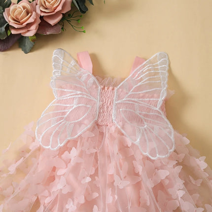 Pudcoco Infant Newborn Baby Girls Rompers Dress, Sleeveless Pleated Butterfly Tulle Patchwork A-line Dress for Party 0-24M