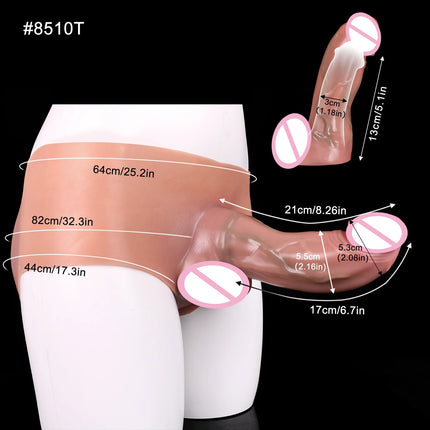 FAAK Wearable Black Penis Sleeve Silicone Panties Strap On Dildo Harness Hollow Dildo Realistic Cock Enlarger Sex Toys For men
