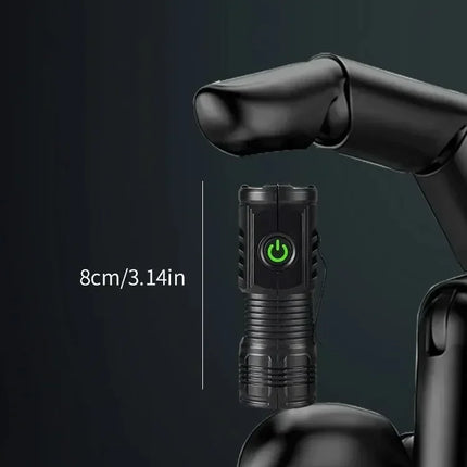 3LED Super Bright Flashlight  Mini Burst Flash Torch Rechargeable Outdoor Waterproof Emergency Spotlight with Pen Clip Magnet