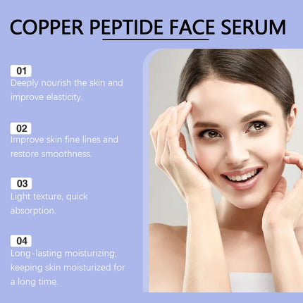 Copper Peptide Facial Serum Firming Skin Lighten Fine Lines Hydrating Moisturizing Smooth Facial Skin Brightening Care Serum