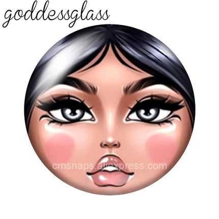 Matryoshka Doll Face Girl Sunglasses 12mm/18mm/20mm/25mm Round photo glass cabochon flat back Making findings Jewelry