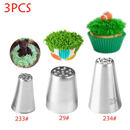 3pcs/set Grass Cream Icing Nozzles Cupcake Head Cake Decorating Stainless Steel Pastry Decor Tip Piping Pastry Cupcake