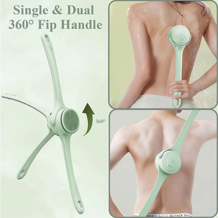 4in1 Electric Silicone Bath Brush，Soft Deep Cleaning Exfoliating Electric Bath Brush for Bathroom Skin Care Daily Use