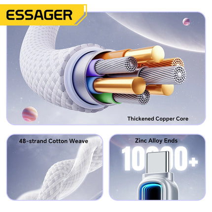 Essager USB Type C  Cable 7A  PD3.1 Fast Charging For MacBook Laptop iPhone 17 16 15 Pro Max iPad Samsung Type C Cable