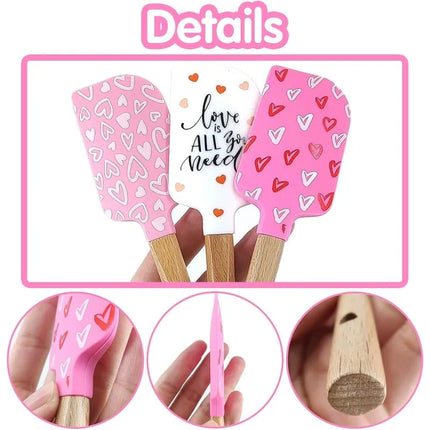 Silicone Spatula Set with Wooden Handles Food Grade Non-Stick for Cooking Baking Mixing Spreading Heat Resistant Utensils
