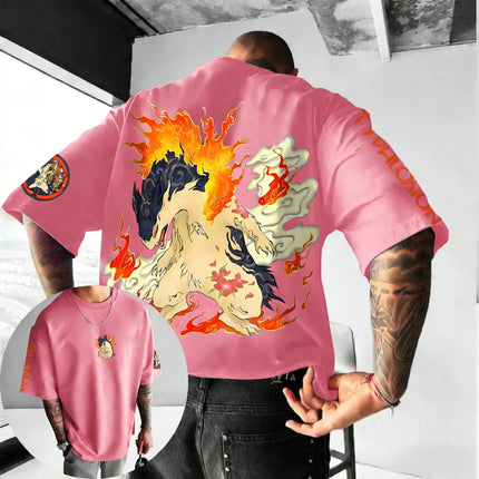 Pokemon  Anime Typhlosion Creative Print Pure Cotton Unisex T-shirt Summer New Harajuku Loose Casual Y2K Parent-child Top