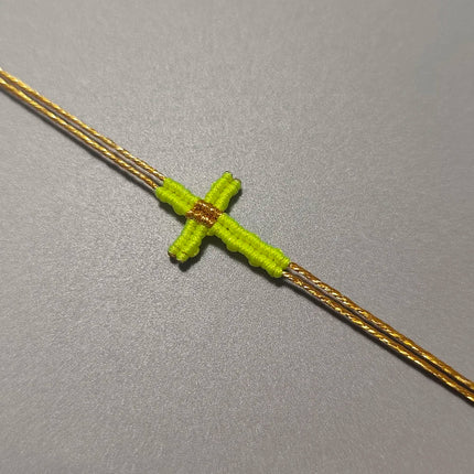 Hand-Woven Macrame Cross Bracelet Adjustable Bohemian Style Jewelry for Women Girls