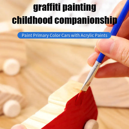Children 3D Log Color Car Wooden Toys Montessori Educational Diy Painting Graffiti Learning Set Parish Drawing Toys For Children
