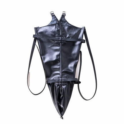 Sexy Lace-up Leather Bondage Handcuff Glove with Flexible Full Arm Cover Wrap Bag for Couple Adult Romantic Fun Sex Toys