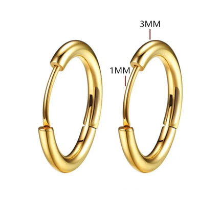 2pc Stainless Steel Small Hoop Earrings Punk Hip Hop Circle Round Huggie Hoop Earrings for Women Men Ear Ring Ear Bone Buckle