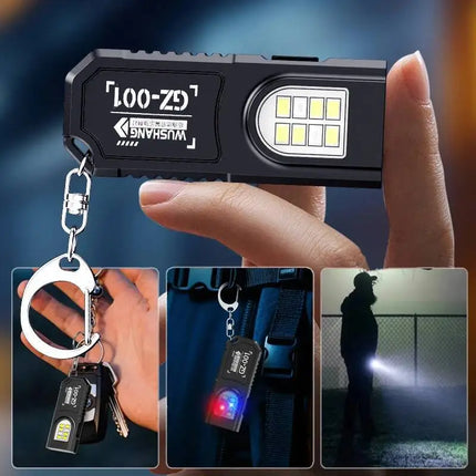 Powerful Mini LED Flashlight USB Rechargeable COB Keychain Hanging Work Light Waterproof Outdoor Emergency Camping Pocket Torch