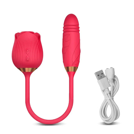 Rose Sex Toy for Women Sucking Vibrator G Spot Clitoris Stimulator Thrusting Vagina Nipple Sucker Vibrating Goods for Adults