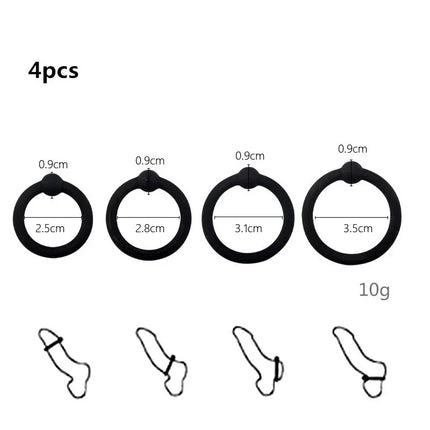 3/4 pcs Penis Rings Cock Rings Sleeve Delay Ejaculation Silicone Beaded Time Lasting Erection Sex Toys for Men Adult Games