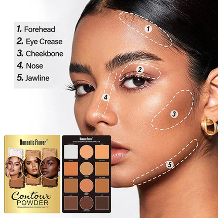 Contouring Makeup Palette for Beginners, 9 Colors Large Pro Contour Palette with Make Up Brush, Waterproof Long-Lasting Cosmetic