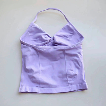Longline Strappy Gym Top Custom Logo Backless Gym Clothes Women Scrunch Built-in Bra With Removable Cups Yoga Tank Tops