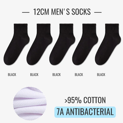 MiiOW 100% Pure Cotton Socks Men Business Dress White Black Long Sock Deodorant Antibacterial Sports Sock Running Short Sock