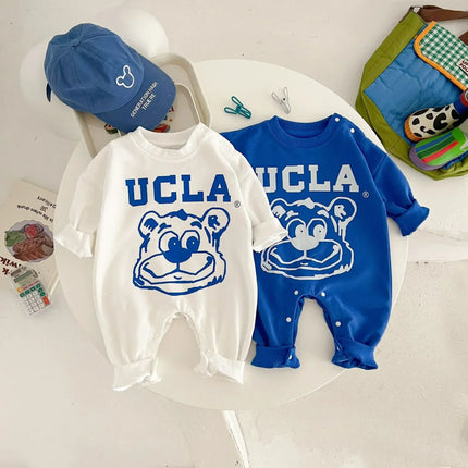 Newborn Clothes Cotton Boy's Jumpsuit 2024 Autumn New Cartoon Girl's One Piece Clothes Casual Climbing Clothes