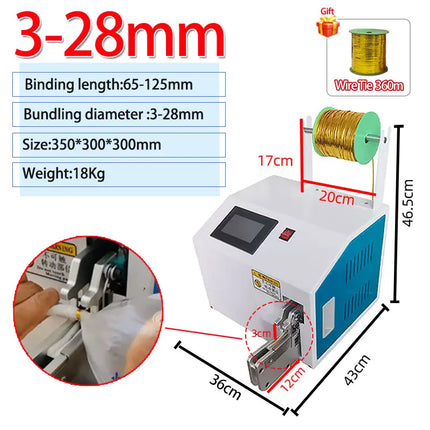 Semi Automatic Food Processing Cable Tie Machine for Candy Toast Bag Durable Cable Tie Equipmen Adjustable Tension for USB Wires