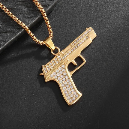 Hip Hop Iec Out Put Crystal Zirconia Dollar Sign Pendant Necklace Fashion Punk Cool Rock Rap Party Jewelry Accessories for Men