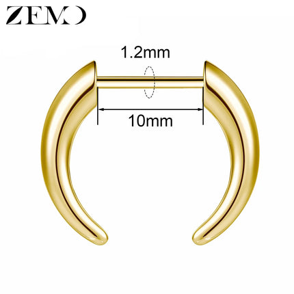 ZEMO 1 Piece 16G Horn Nose Ring Stainless Steel Threadless Septum Ring Spike Ox Horn Ear Helix Nostril Piercing Jewelry 8MM/10MM