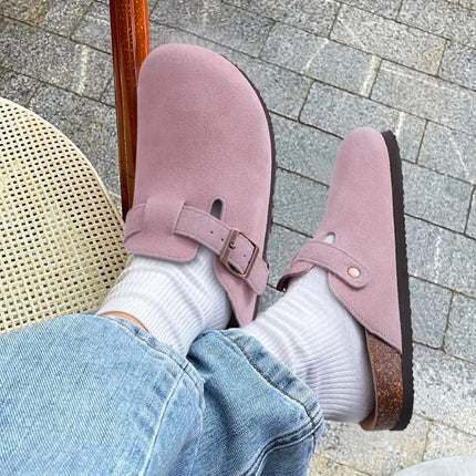 Kidmi Summer Clogs for Women Men Suede Clogs Adjustable Buckle Slip-on Cork Footbed Mules Clogs Antislip Sole Slippers Unisex