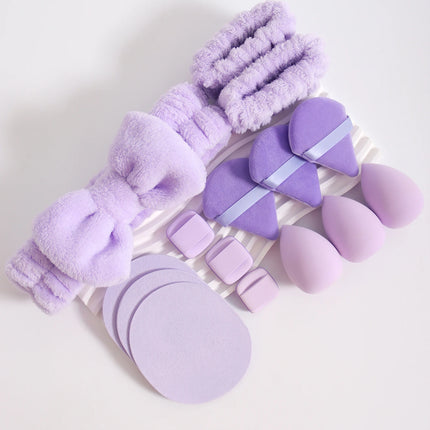 15 件套 Cosmetic Puff Makeup Sponge Blender Beauty Egg Foundation Sponges Puff Wash Face Headband Wristband Make up Accessories