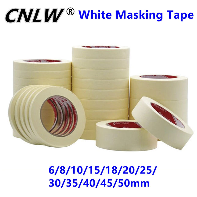 1PC 20M Low Viscosity Masking Tape White 6mm-50mm Single Side Tape Adhesive Crepe Paper for Oil Painting Sketch Drawing Supplies