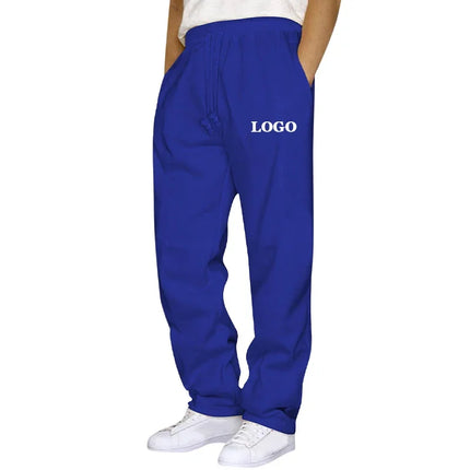 Customized Straight Leg Sweatpants Men Autumn Winter Personality Printed Thicken Jogger Pants Pocket Trousers Streetwear S - 5XL