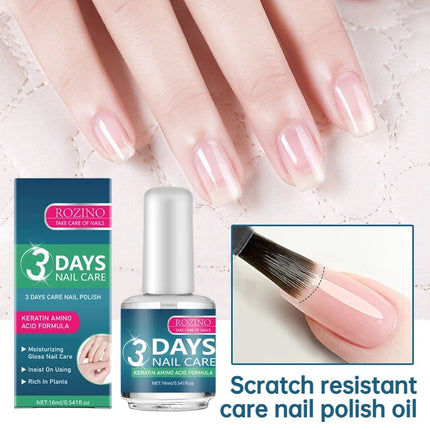 Multi functional nail care solution, gently moisturizes nails, brightens and repairs nails, anti scratch and polishing oil