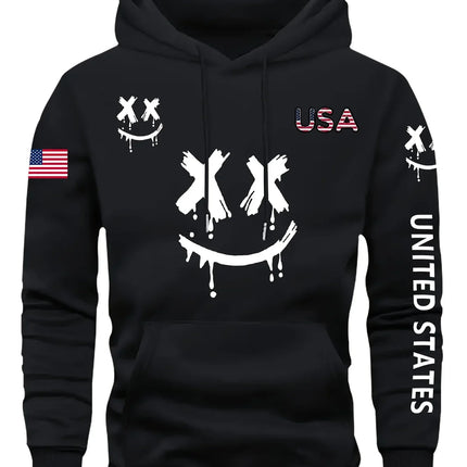 Autumn Winter Expression Print Men Women Long-sleeved Hooded Sweatshirt Daily Outdoor Vacation Fitness Casual Warm Sportswear