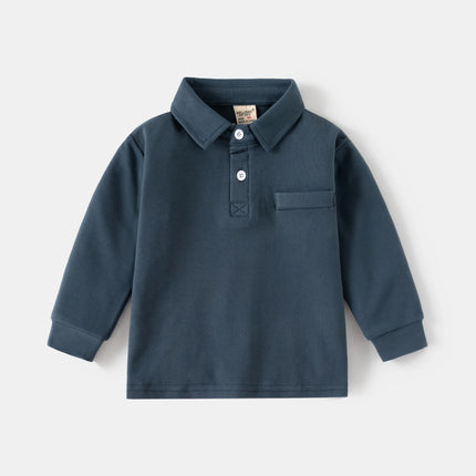 Kids Cotton Uniform Polo Shirt Thicken Warm Winter Full Sleeve Solid Color Boys Tops Fashion Children Turn Down Collar Shirts